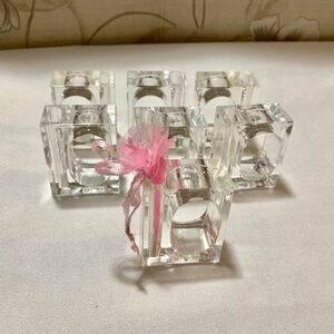 Seven (7) Vintage Lucite Napkin Ring Bud Vases - Taiwan